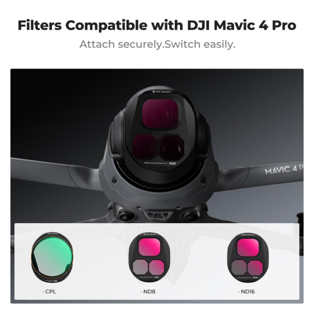 Bộ 3 Kính lọc Filter K&F CONCEPT CPL ND8 ND16 dành cho Mavic 4 Pro | SKU.1642V2 - ảnh 3
