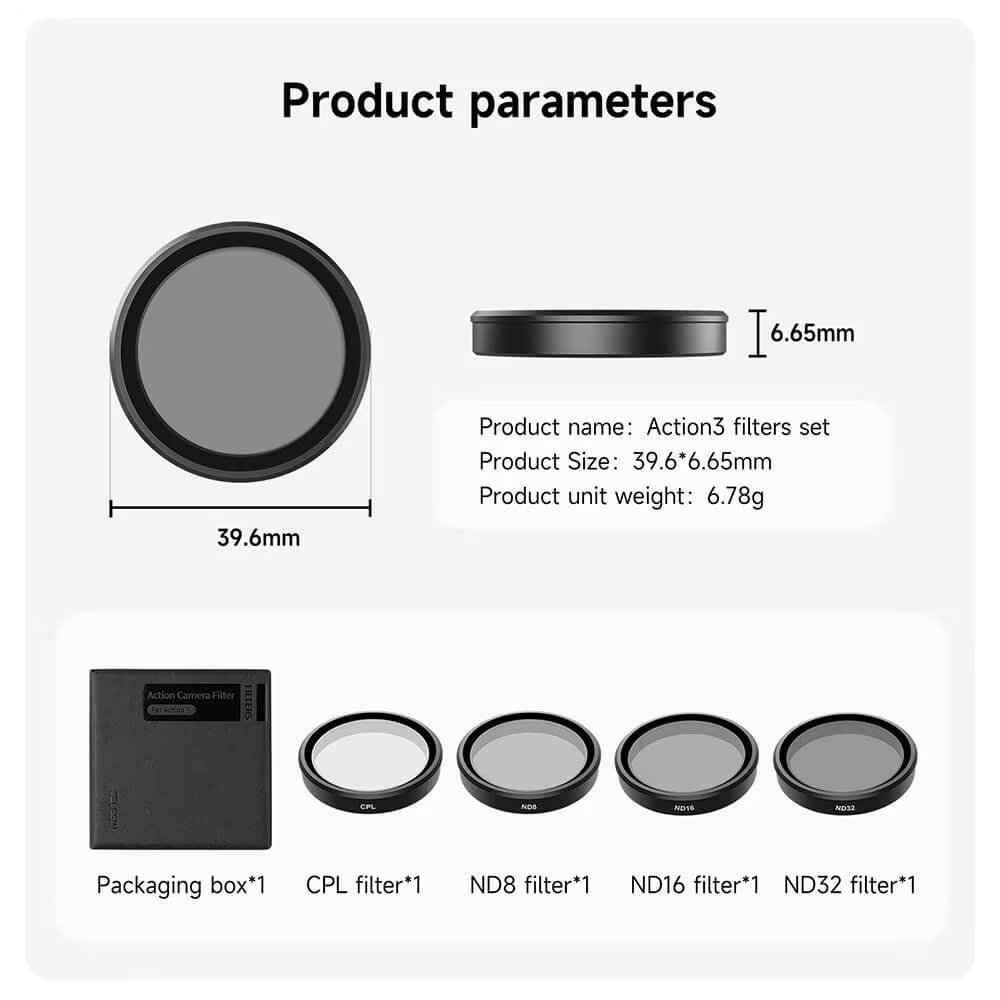 Kính lọc CPL ND8 ND16 ND32 Osmo Action 5 Pro / 4 / 3 Telesin - ảnh 5