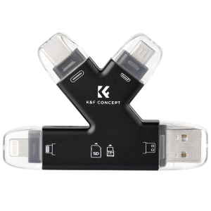 Đầu Đọc Thẻ Nhớ SD/MicroSD K&F Concept 4 trong 1 cho iPhone/iPad/Android/Mac/Computer KF42.0006