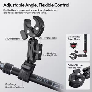 Ảnh thu nhỏ Ulanzi VL03 gậy selfie dành cho xe máy tích hợp kẹp chắc chắn tương thích với DJI và Insta 360 - ảnh 2