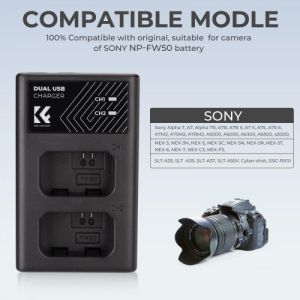 Ảnh thu nhỏ Pin máy ảnh Sony NP-FW50 - Thương hiệu K&F Concept (2 Pin 1 Sạc) - Bộ 2 Pin 1 Sạc - ảnh 3