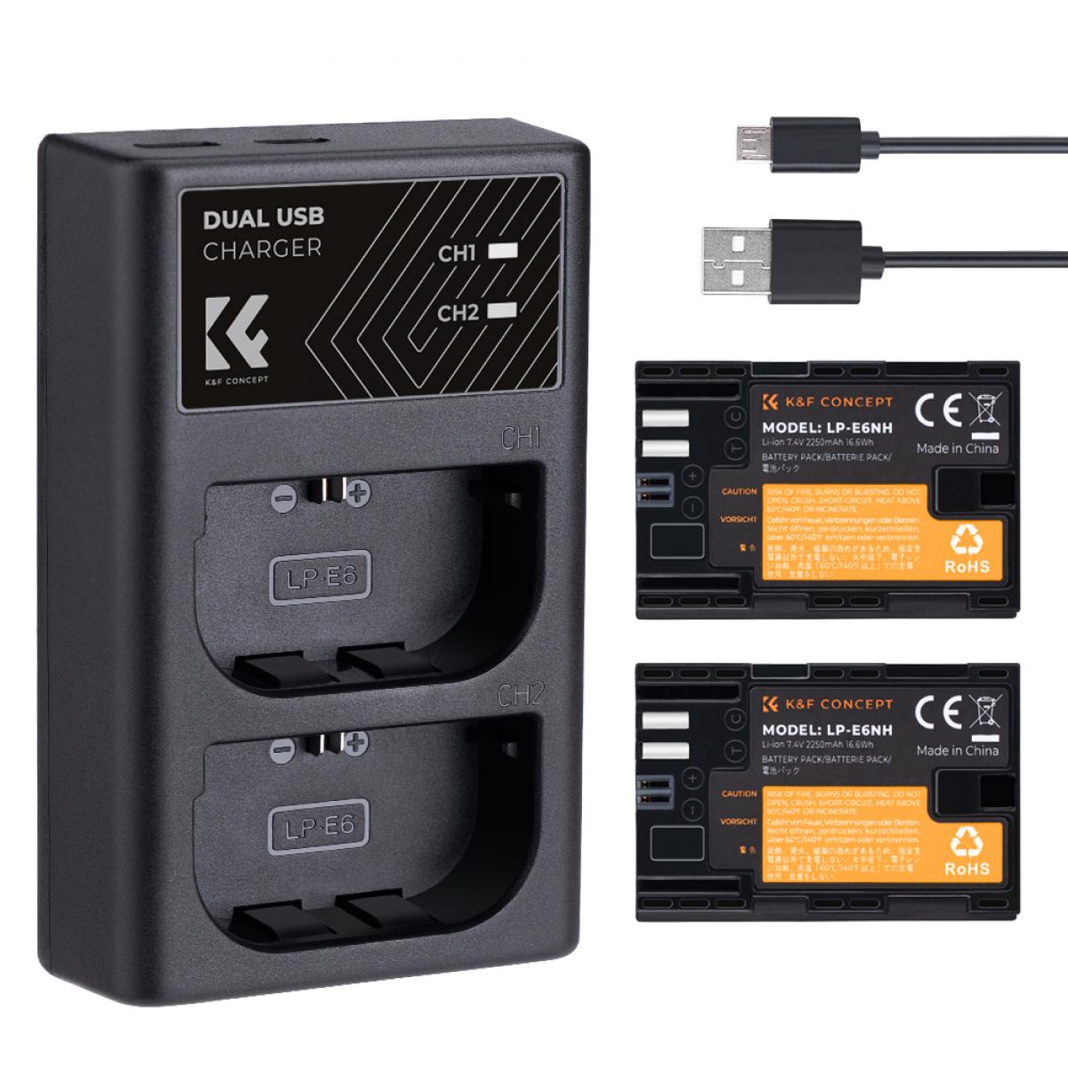 Bộ 2 pin và sạc K&F Concept LP-E6NH KF28.0021